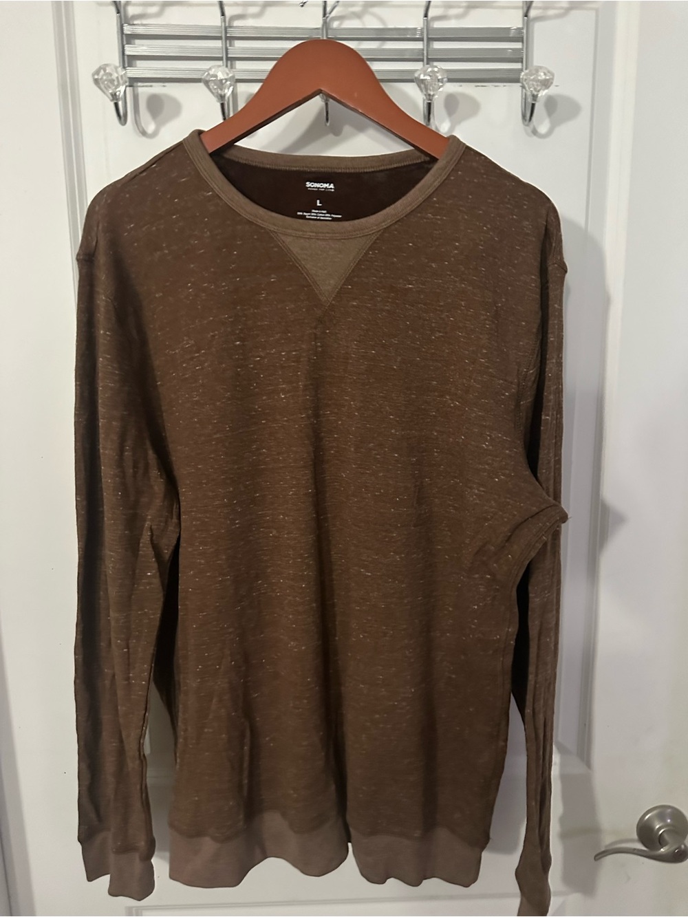 Sonoma Men's Brown Long-Sleeve Crewneck Sweater